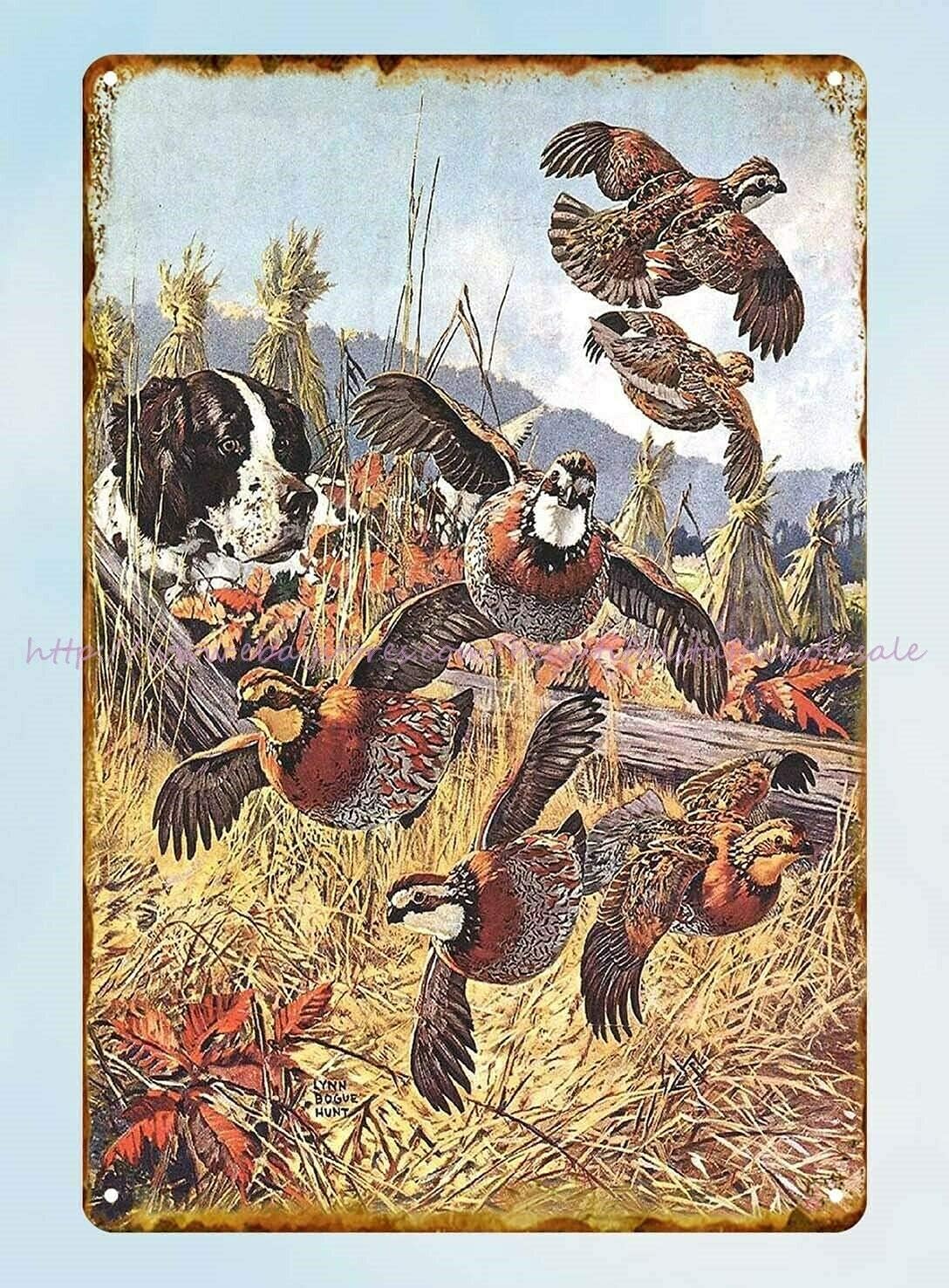 Hunting Quail - 1p, Retro Metalen Tin Bord Jacht