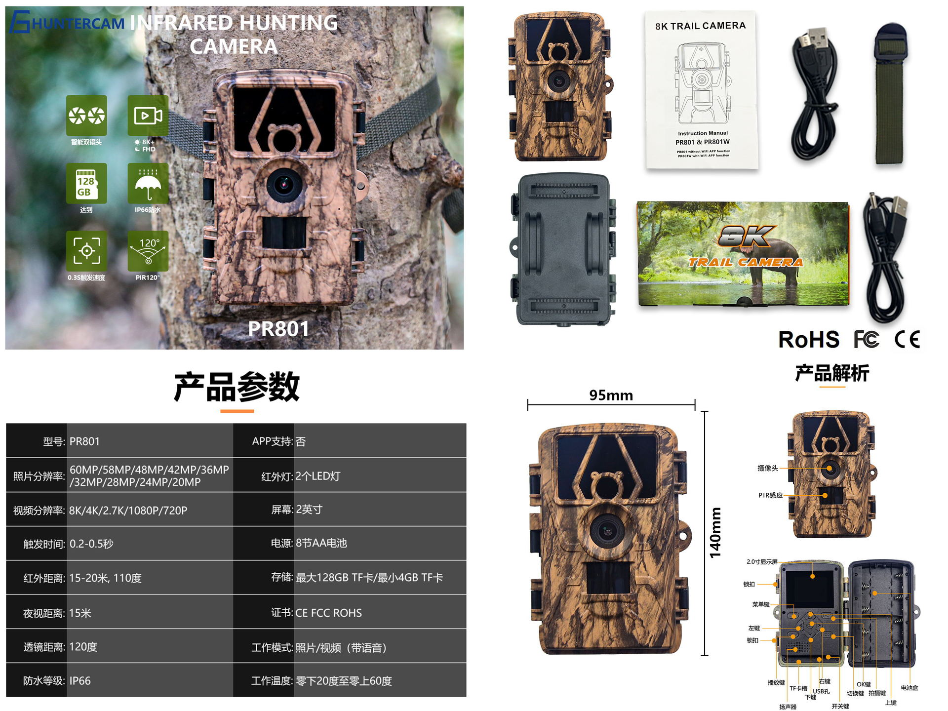 PR801W Ultra Clear 8K Video 60 - Outdoor Hunting Video Camera recensie en prijs